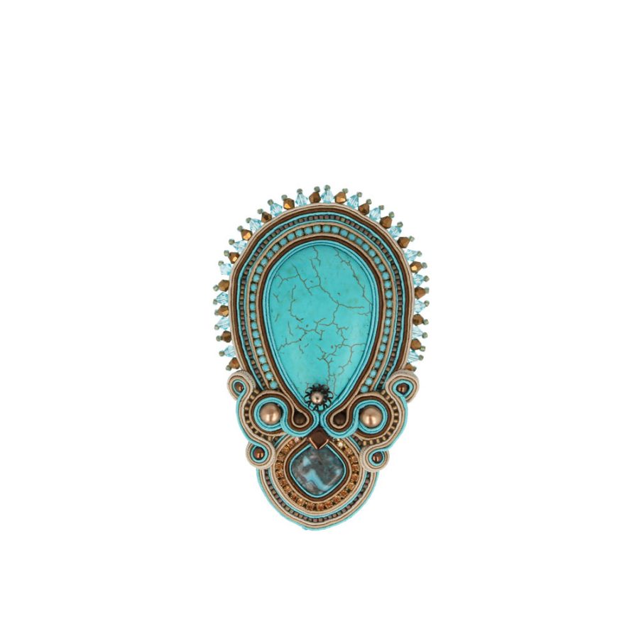 Türkisfarbenes Soutache Elemente mit Howlith Türkisfarbenes Soutache Elemente mit Howlith