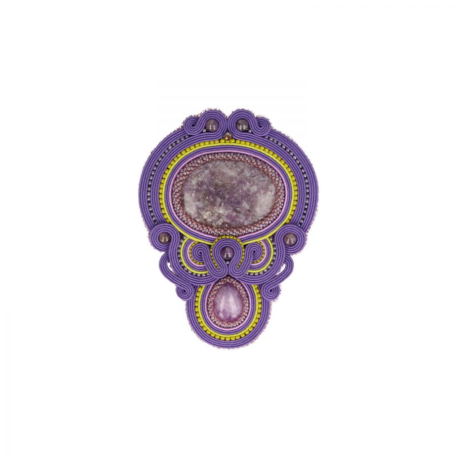 Lila Soutache Element mit Achatstein