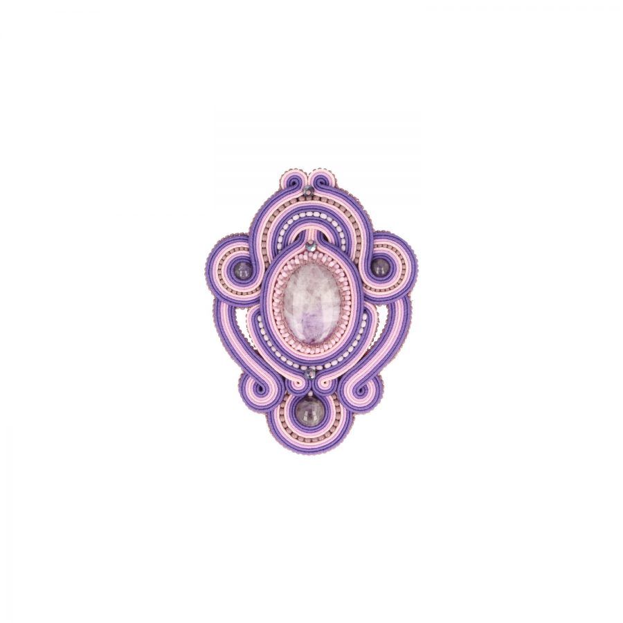 Lila Soutache Element mit Achatstein
