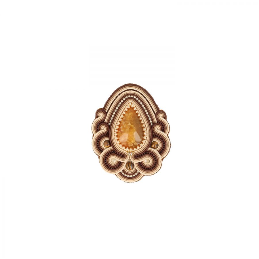 Braunes Soutache Element mit Achatstein